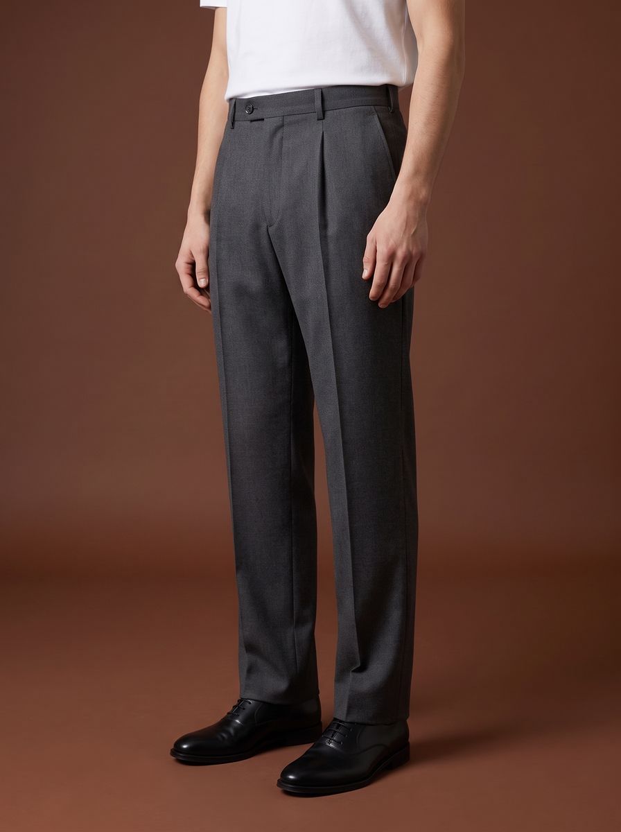 THEODORE Grey Single-Pleat Wool Trousers, view 1 of 8