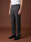 THEODORE Grey Single-Pleat Wool Trousers, view 1 of 8