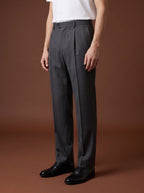THEODORE Grey Single-Pleat Wool Trousers, view 1 of 8