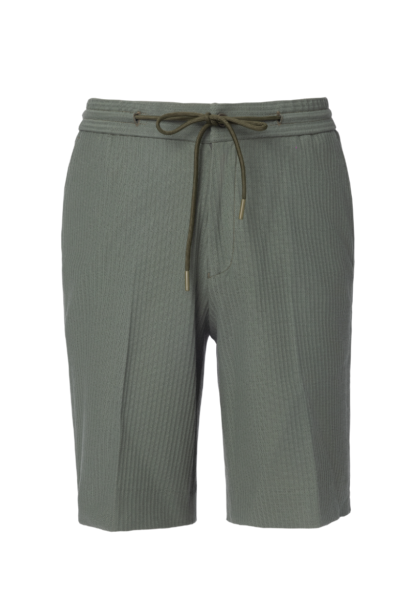 THEODORE Green Jacquard Cotton Shorts, view 2 of 3
