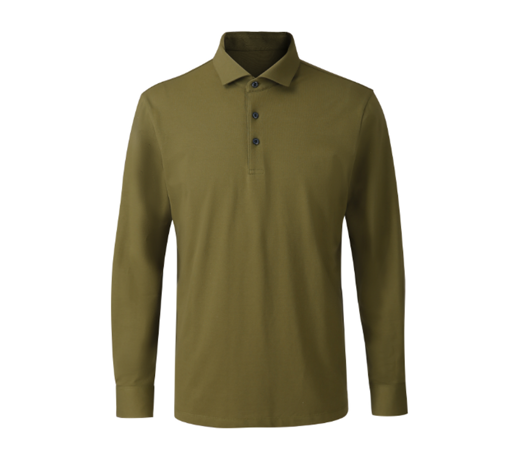 THEODORE The Favignana Olive Cotton-Blend Long-Sleeve Polo, view 1 of 6