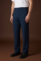 THEODORE Navy Patch-Pocket Cotton Trousers, view 1 of 8