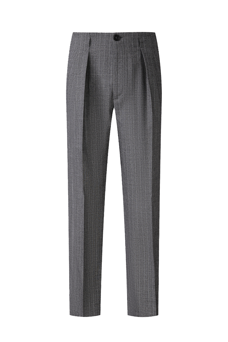 THEODORE Grey Striped Wool Trousers, view 1 of 5