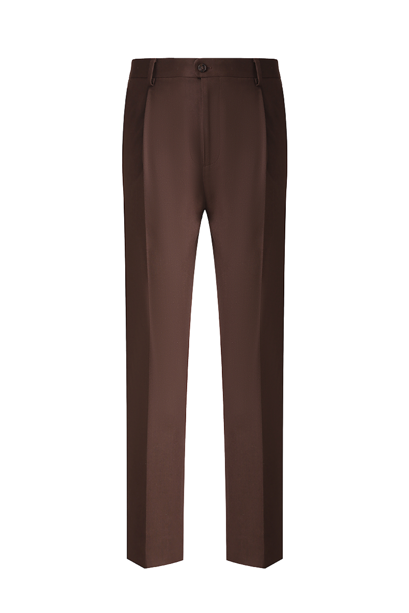 THEODORE Brown Wool Trousers, view 1 of 5
