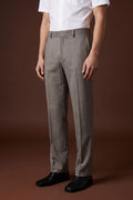 THEODORE Taupe Flat-Front Wool Trousers, view 1 of 8