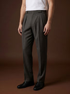 THEODORE Coffee Box-Pleat Wool Trousers, view 1 of 8