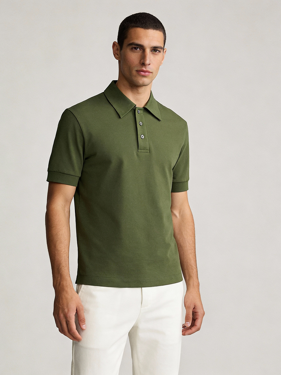 THEODORE The Sotogrande Olive Cotton-Blend Polo, view 1 of 7