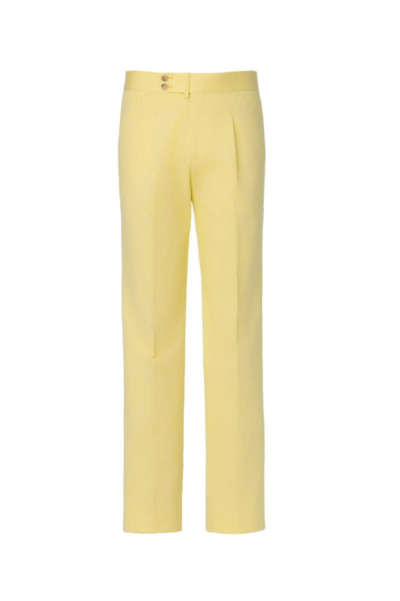 THEODORE Yellow Cotton Trousers, view 1 of 2