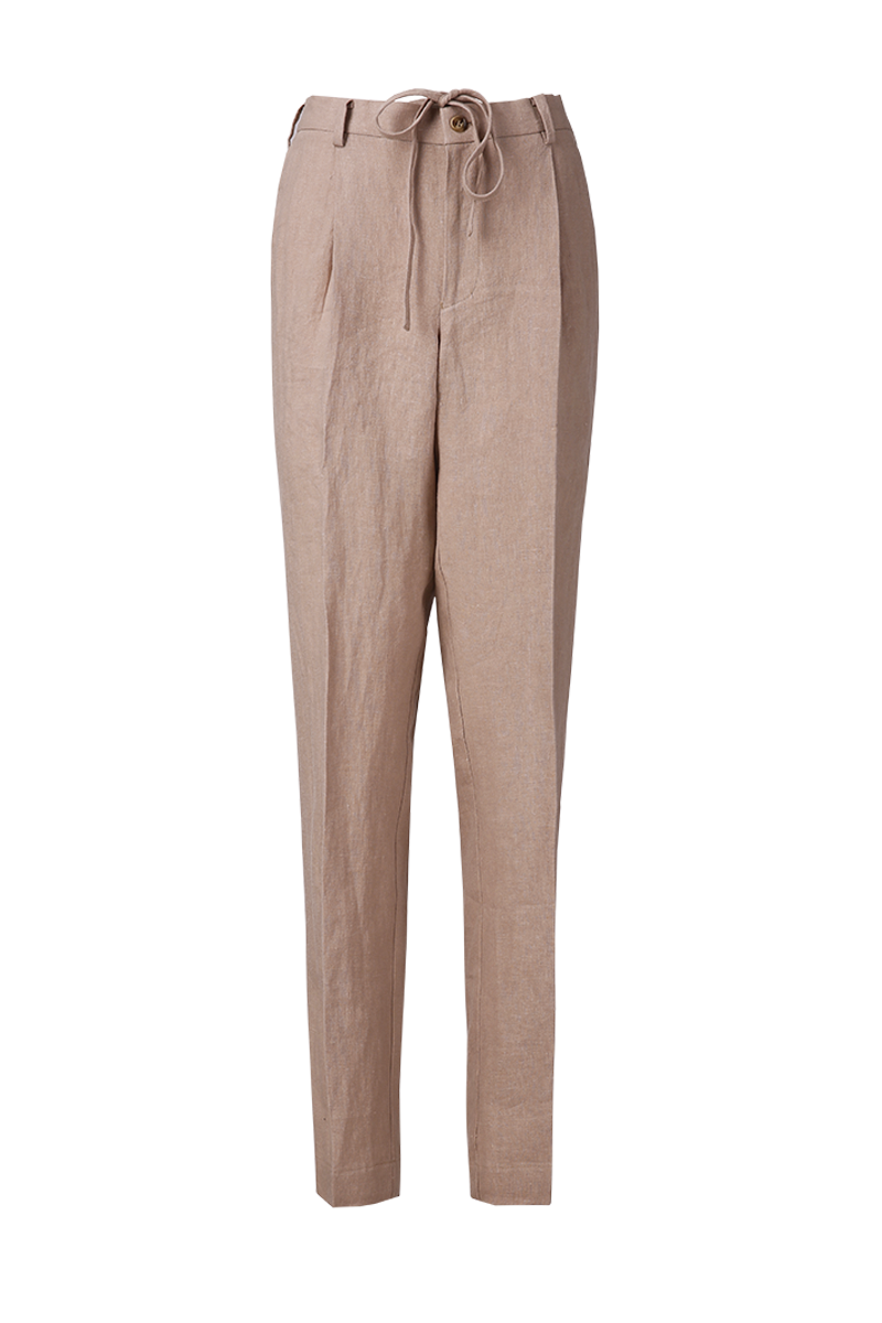 THEODORE Coffee Linen Trousers, view 1 of 5
