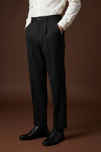 THEODORE Black Turn-Up Trousers, view 1 of 8