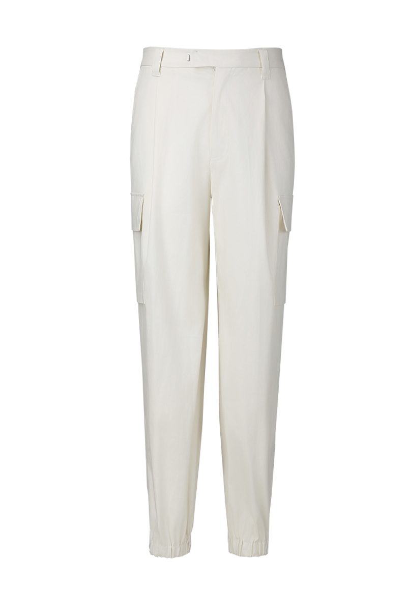THEODORE Ivory Cotton Trousers, view 1 of 6