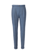 THEODORE Blue Grey Herringbone Linen Trousers, view 1 of 2