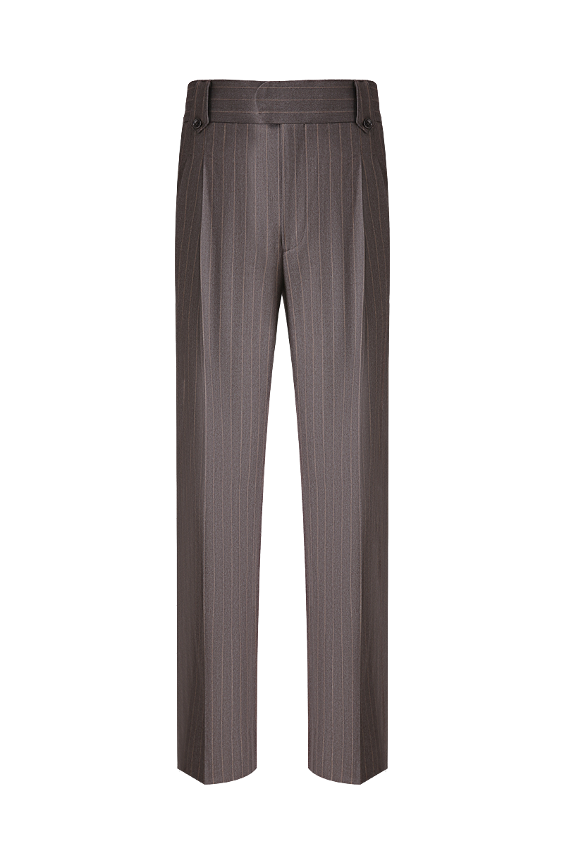 THEODORE Grey Striped Wool Trousers, view 1 of 6