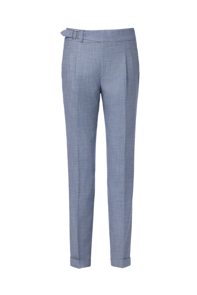 THEODORE Blue Viscose Trousers, view 1 of 2