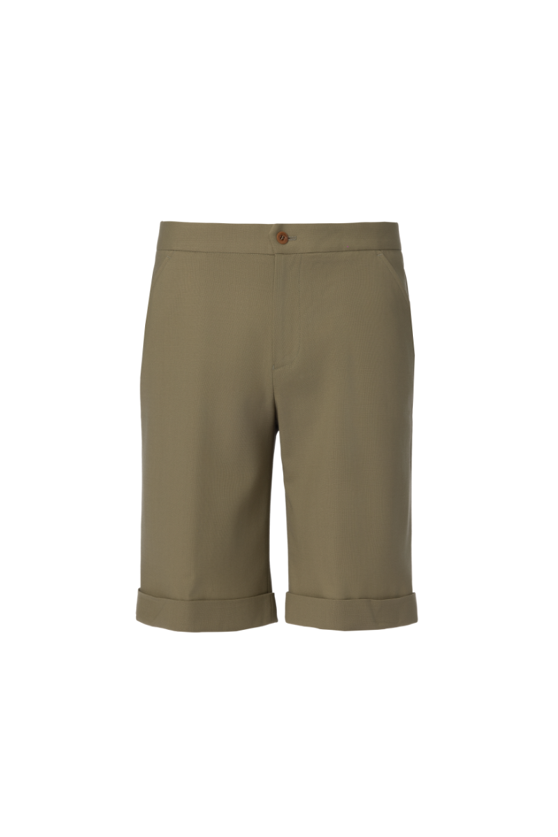 THEODORE Green Wool Shorts, view 1 of 2