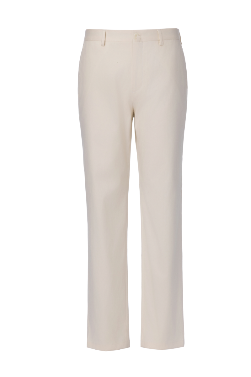 THEODORE Ivory Cotton Trousers, view 1 of 2