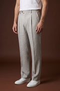 THEODORE Light Grey Single-Pleat Trousers, view 1 of 8