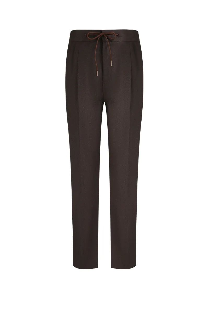 THEODORE Brown Wool Trousers, view 1 of 4