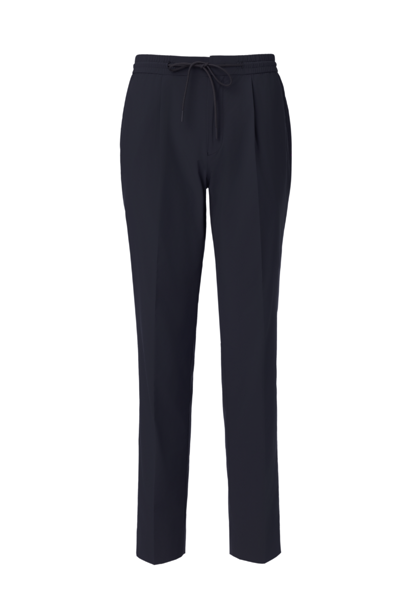 THEODORE Navy Polyester Trousers, view 1 of 2