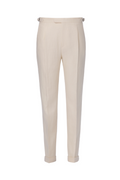 THEODORE White Striped Linen Trousers, view 1 of 2