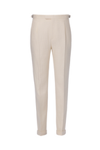 THEODORE White Striped Linen Trousers, view 1 of 2