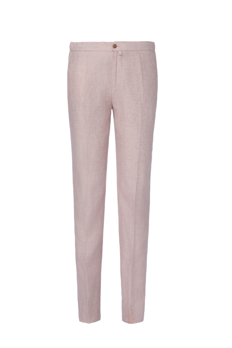 THEODORE Grey Linen Trousers, view 1 of 3