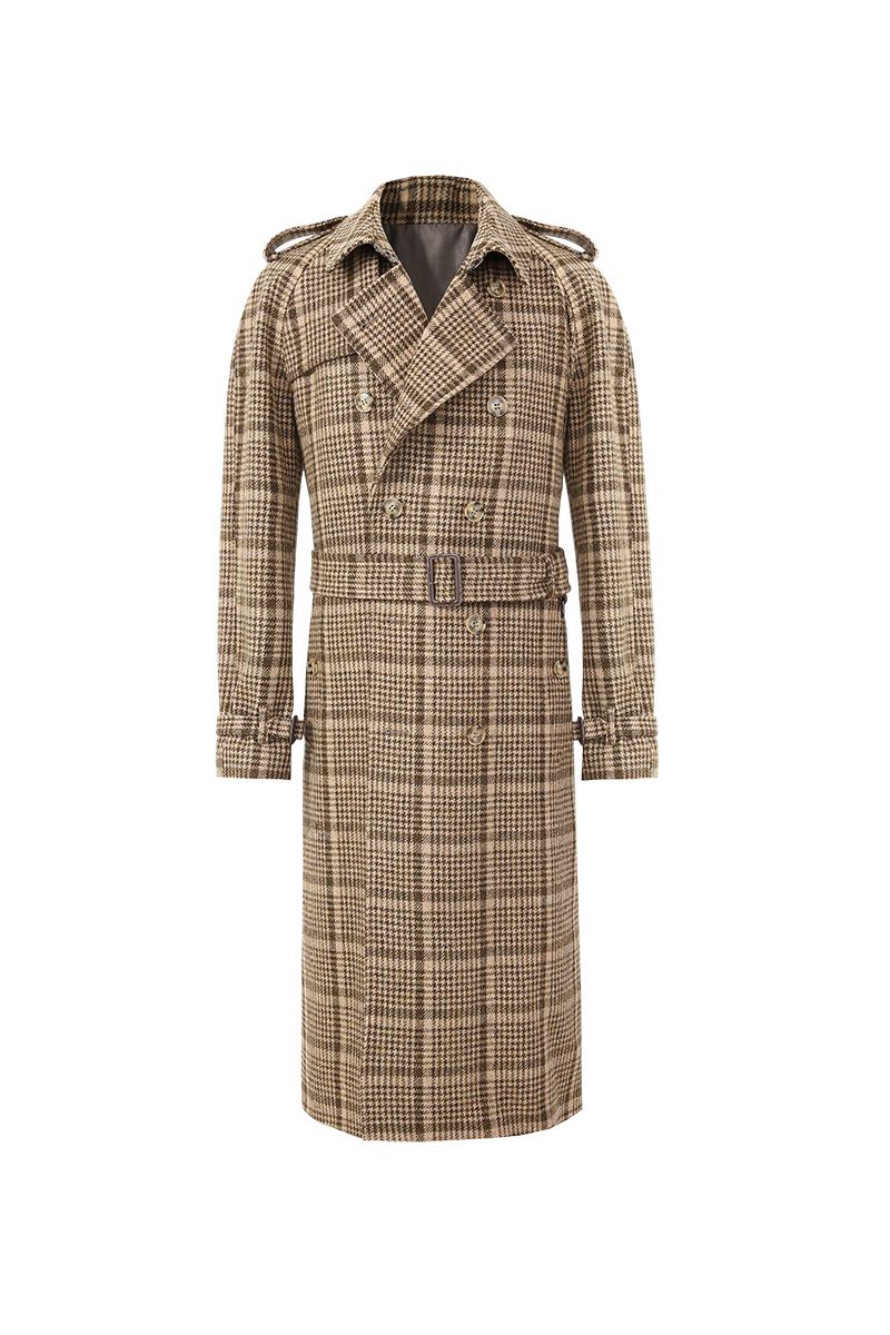 THEODORE Coffee Check Wool Trench Coat, view 1 of 5