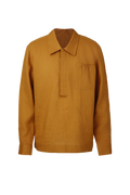 THEODORE Yellow Linen Popover Shirt, view 1 of 7