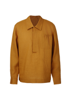 THEODORE Yellow Linen Popover Shirt, view 1 of 7