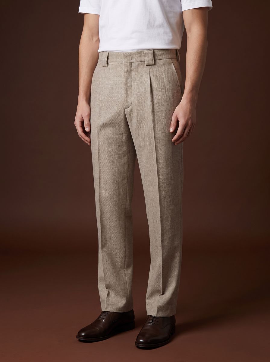 THEODORE Beige Heavyweight Wool Trousers, view 1 of 8