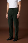 THEODORE The Comporta Dark Green Cotton-Blend Single-Pleat Corduroy Trousers, view 1 of 7