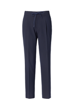 THEODORE Navy Striped Polyester Trousers, view 1 of 2