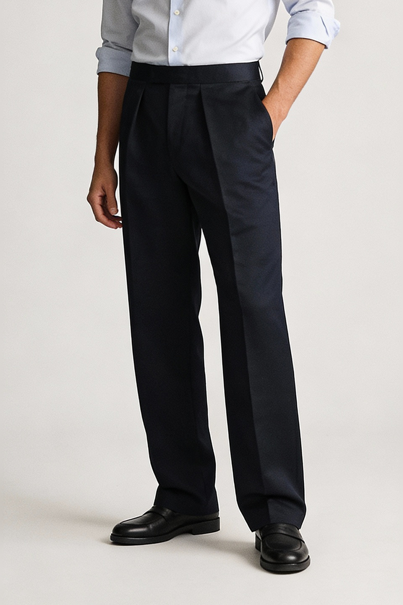 THEODORE Black Single-Pleat Trousers, view 1 of 7