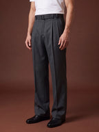 THEODORE Green Striped Wool Trousers, view 1 of 8