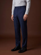 THEODORE Navy Flat-Front Wool Trousers, view 1 of 8