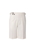 THEODORE Ivory Striped Wool Shorts, view 1 of 2