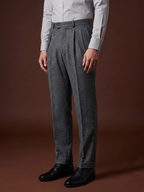 THEODORE Grey Heavyweight Wool Trousers, view 1 of 9