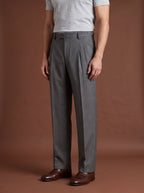 THEODORE Charcoal Striped Double-Pleat Wool Trousers, view 1 of 8