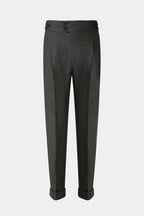 THEODORE Olive Herringbone Wool Trousers, view 1 of 6
