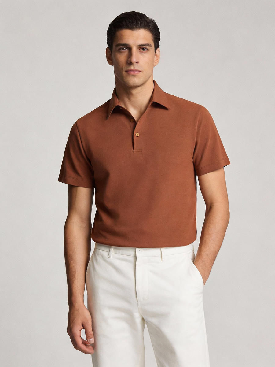 THEODORE The Marbella Rust Blend Spread-Collar Polo, view 1 of 5