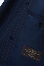 THEODORE Navy Striped Wool Trench Coat, view 8 of 9