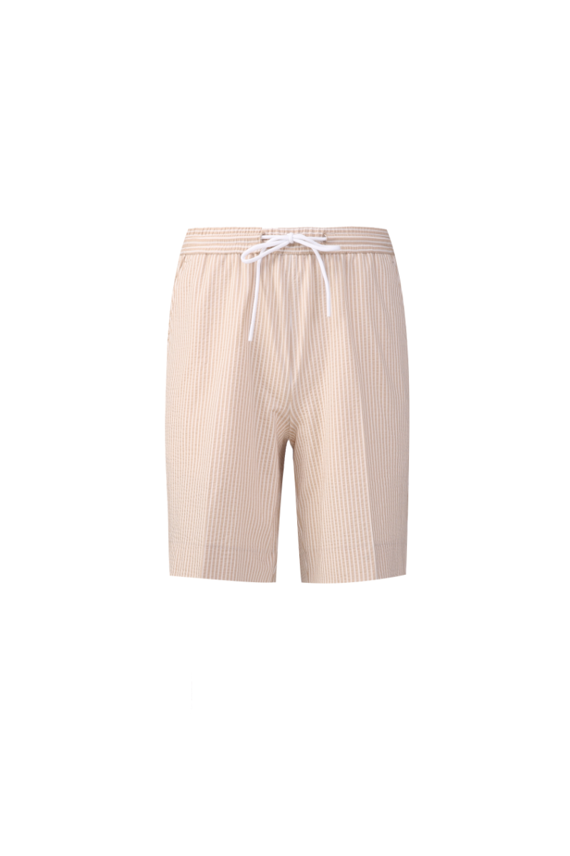 THEODORE Khaki Striped Cotton Shorts, view 1 of 6