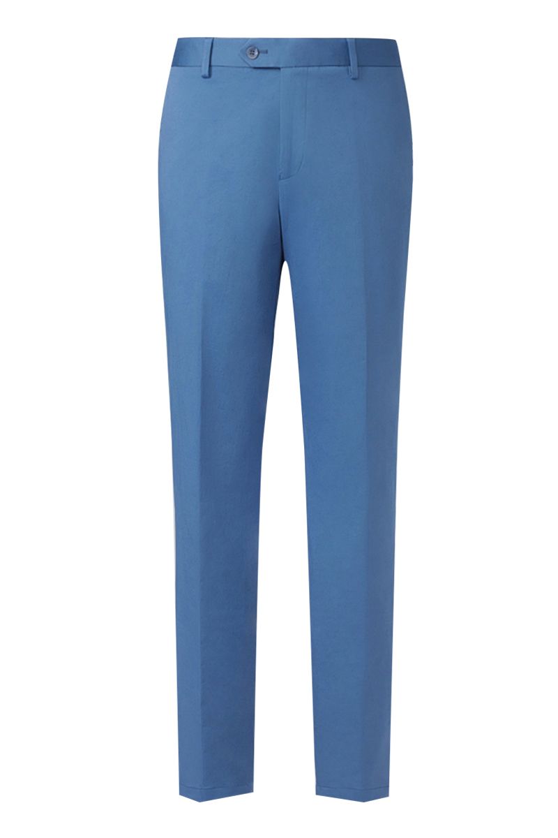 THEODORE Blue Cotton Trousers, view 1 of 3
