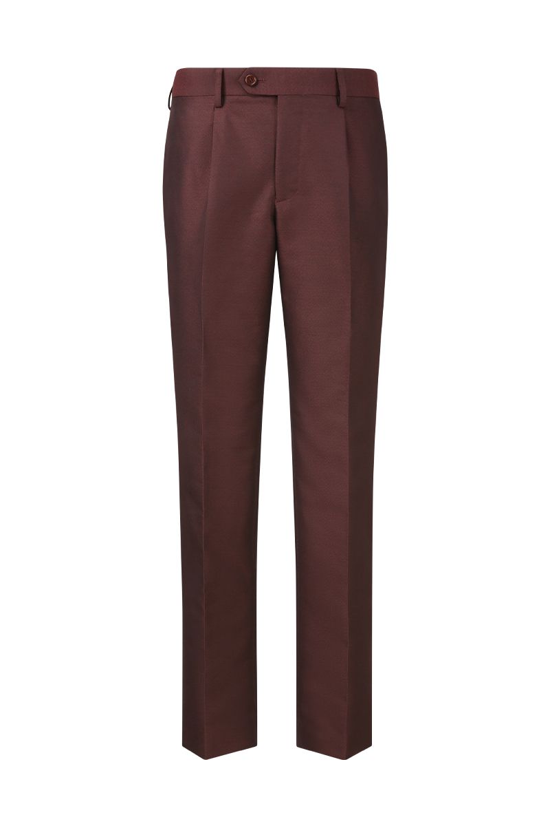 THEODORE Burgundy Polyester Trousers, view 1 of 6