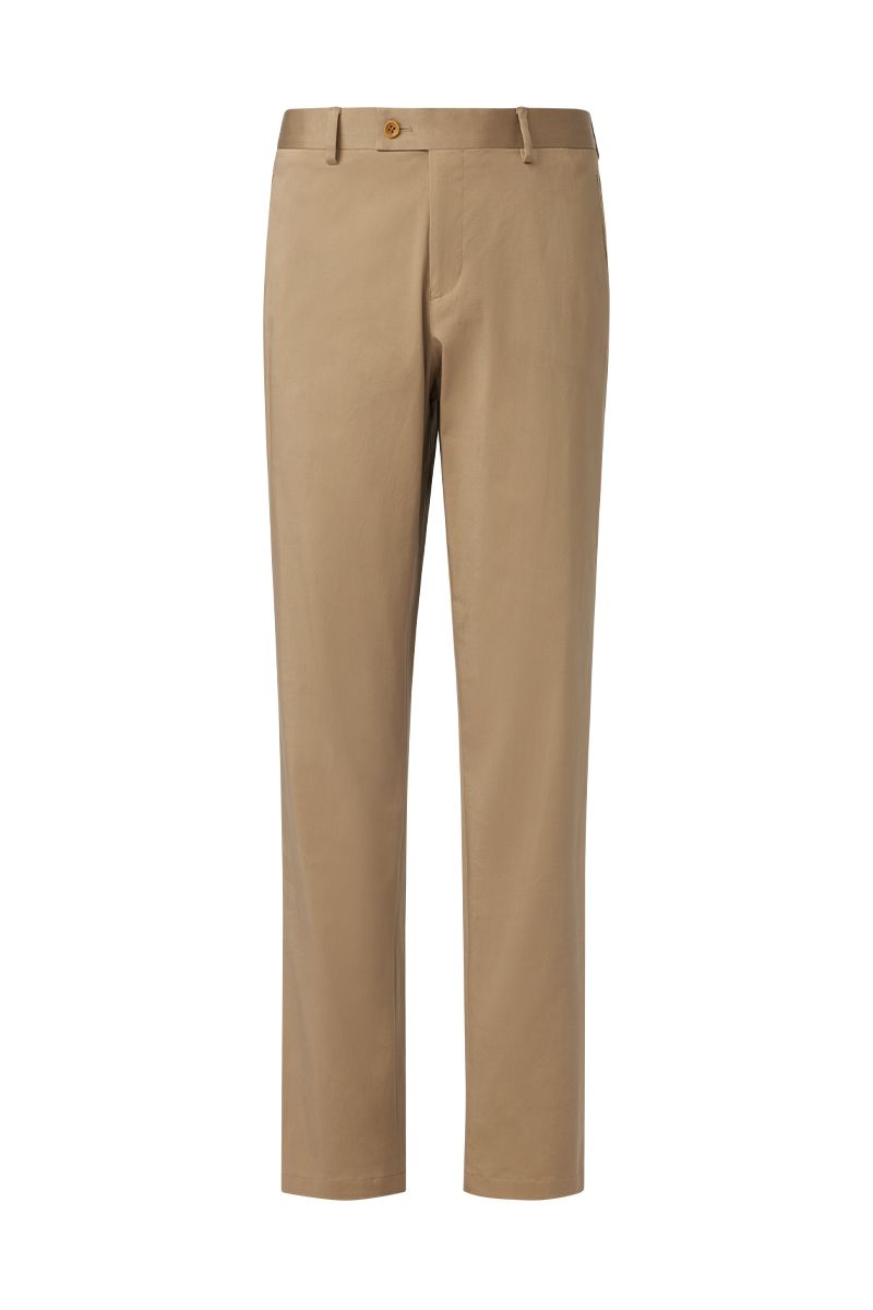 THEODORE Khaki Cotton Trousers, view 1 of 3