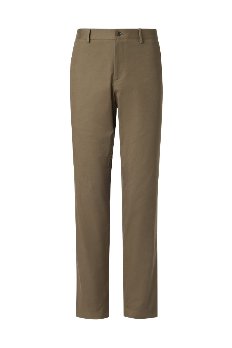 THEODORE Brown Cotton Trousers, view 1 of 3