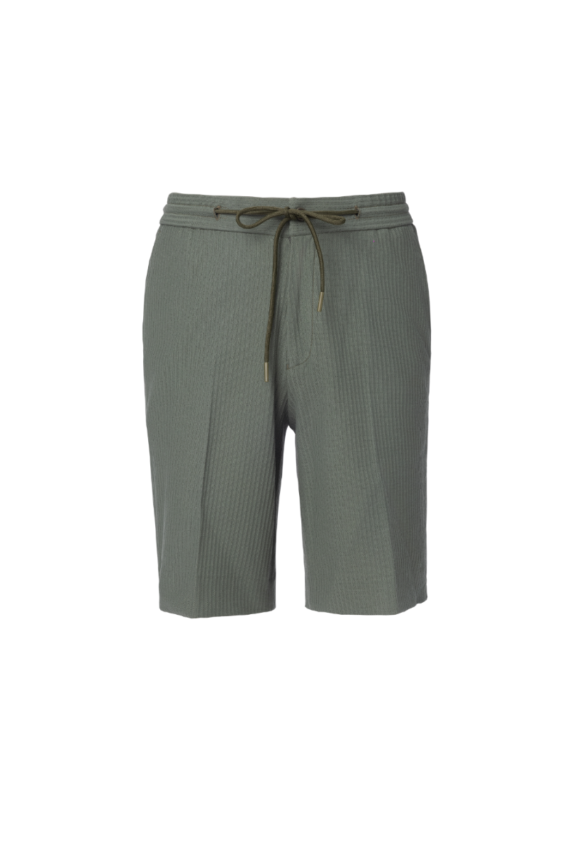 THEODORE Green Jacquard Cotton Shorts, view 1 of 3