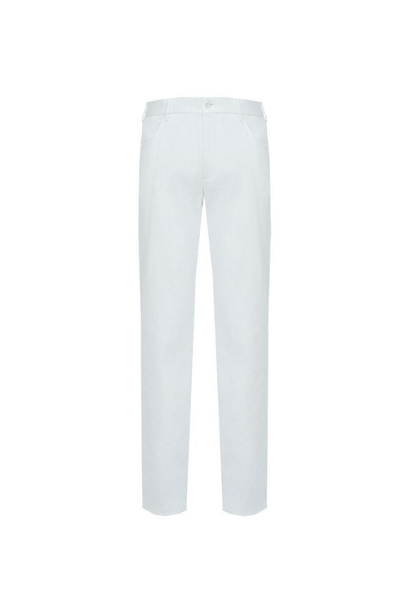 THEODORE White Jean-Cut Cotton Trousers, view 2 of 7