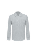 THEODORE The Rovinj Light Grey Cotton-Blend Long-Sleeve Polo, view 2 of 7