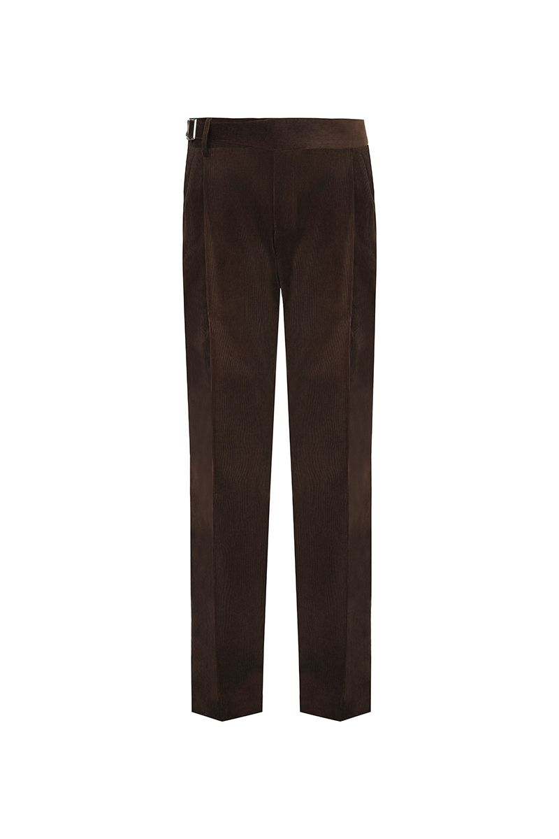 THEODORE Brown Double-Pleat Cotton Trousers, view 2 of 8